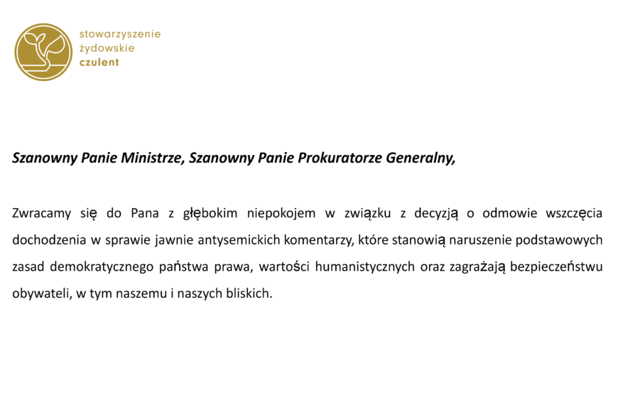 List otwarty ” nie bądź obojętny”