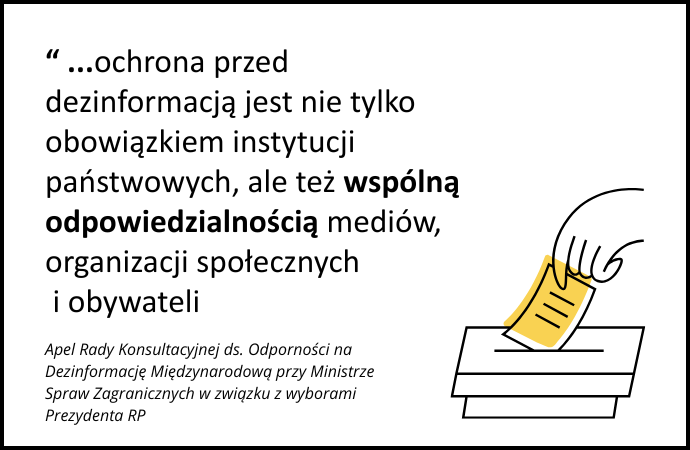 Apel Rady Konsultacyjnej ds. Odporności na Dezinformację Międzynarodową przy Ministrze Spraw Zagranicznych w związku z wyborami Prezydenta RP